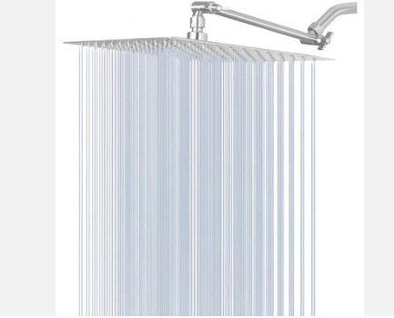 High Pressure Square Rainfall Shower Head with Adjustable Extension Arm Stainless Steel