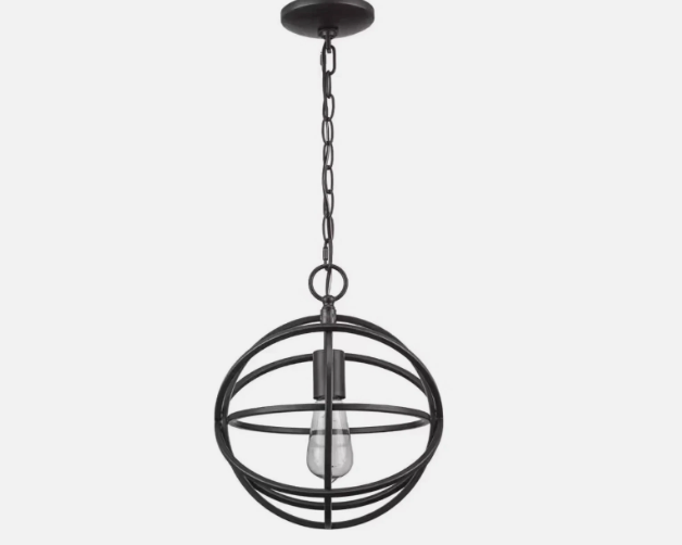 Home Decorators Collection Sarolta Sands 11" Orb Pendant Light Bronze Finish, Adjustable Hanging Cei - view 3
