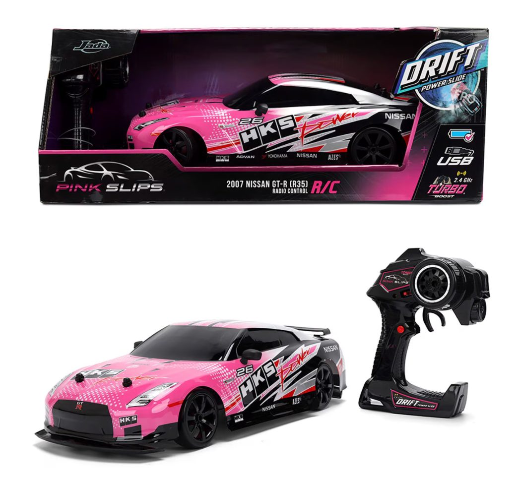 Jada Toys Pink Slips 2007 Nissan GT-R (R35) Drift RC car with box and 2.4GHz remote