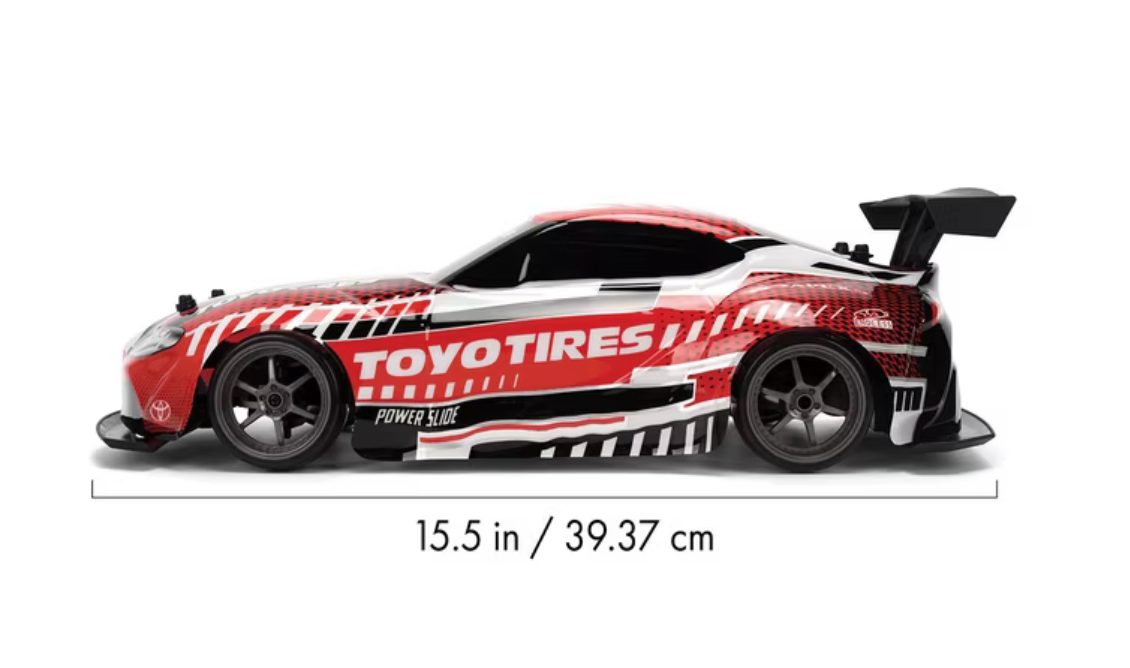 Jada Pink Slips Toyota GR Supra RC car side view, 15.5 inches long