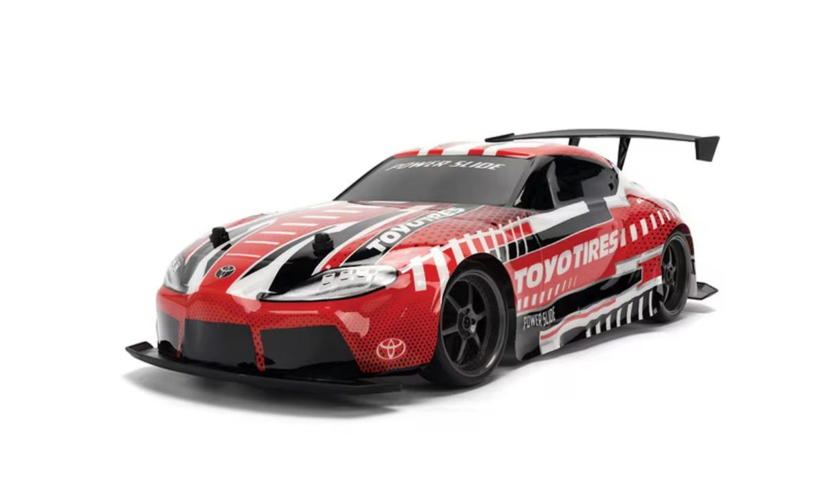 Jada Pink Slips Toyota GR Supra RC car with red Toyo Tires livery and rear wing