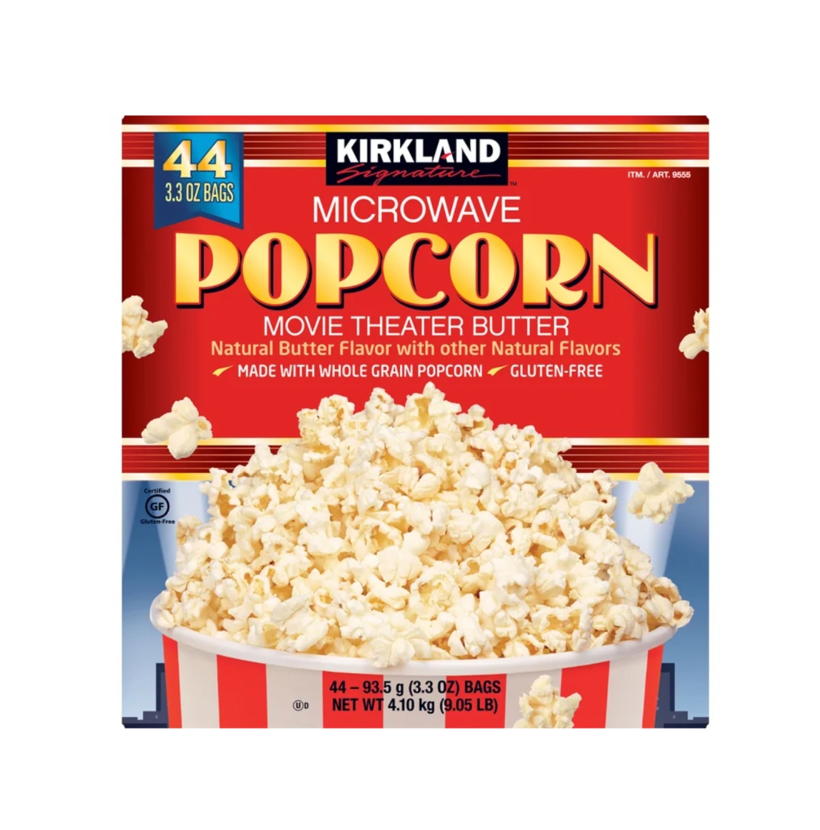 Kirkland Signature Microwave Popcorn Movie Theater Butter, 44 Count 3.3 oz Microwave Popcorn Bags