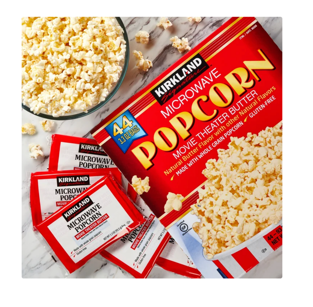Kirkland Signature Microwave Popcorn Movie Theater Butter, 44 Count 3.3 oz Microwave Popcorn Bags - view 2