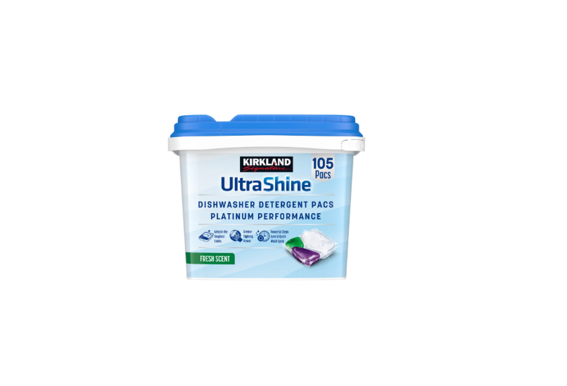 Kirkland Signature Platinum Performance UltraShine Dishwasher Detergent Pacs, Fresh Scent, 105 Count