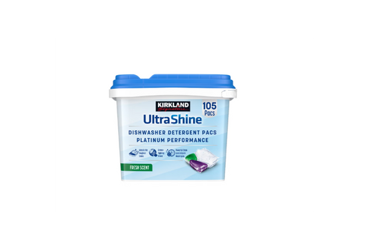 Kirkland Signature Platinum Performance UltraShine Dishwasher Detergent Pacs, Fresh Scent, 105 Count