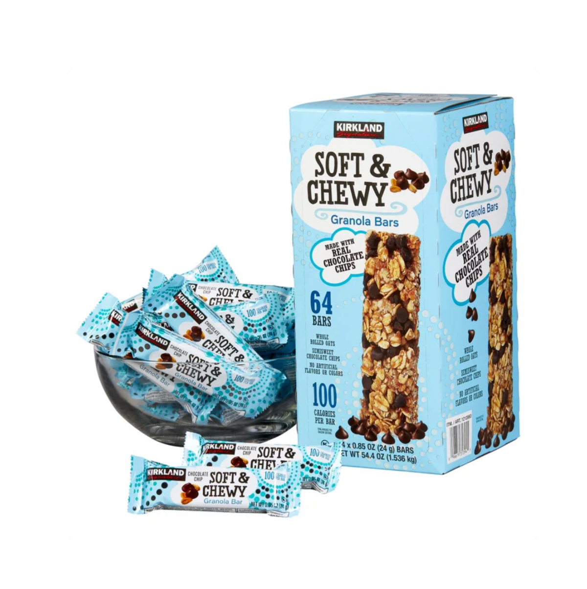 Kirkland Signature Soft & Chewy Granola Bars Chocolate Chip, 64 Count Whole Grain Snack Bars - view 2