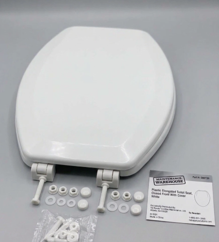 Maintenance Warehouse Elongated Toilet Seat 6-Pack White Plastic, Quick Release Hinges, Antimicrobia - view 2