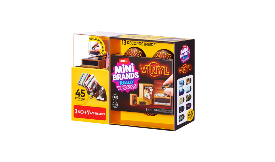 Mini Brands Really Works Mini Vinyl Record Player Playset with 3 Mystery Capsules