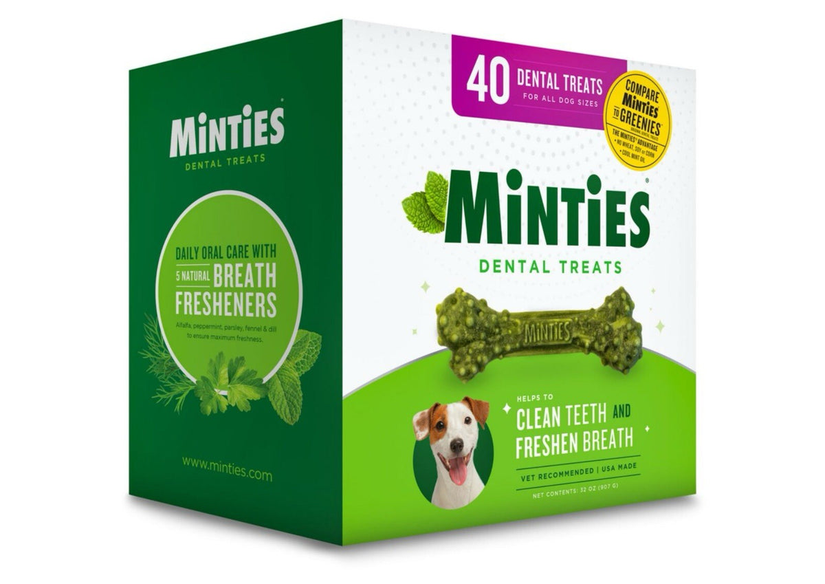 Minties Dental Dog Treats 40 Count for Medium & Large Dogs (40+ lbs) Fresh Breath & Plaque Control - view 3