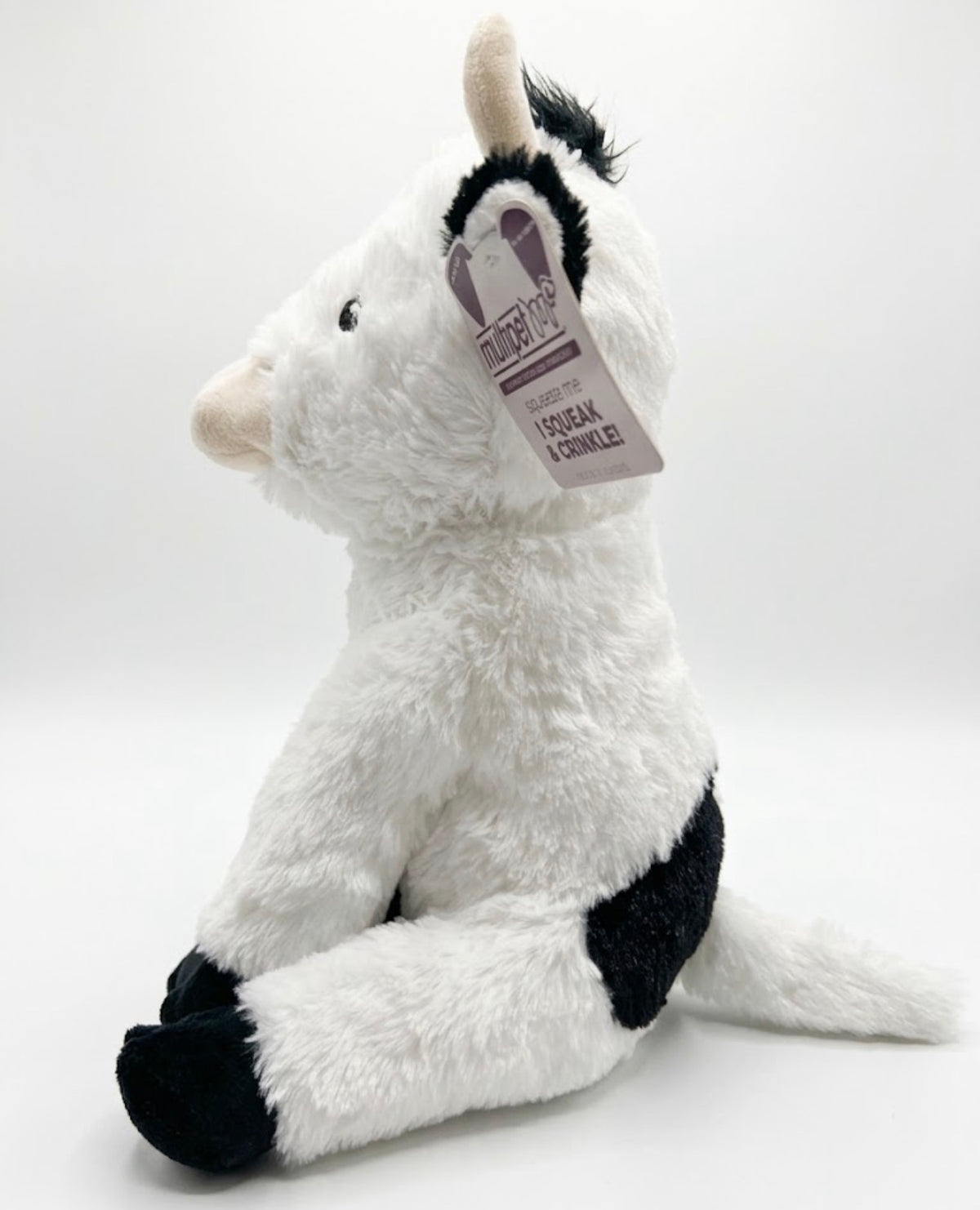 Multipet Cow Plush Dog Toy – Squeaky Crinkle Soft Black & White Stuffed Animal - view 2