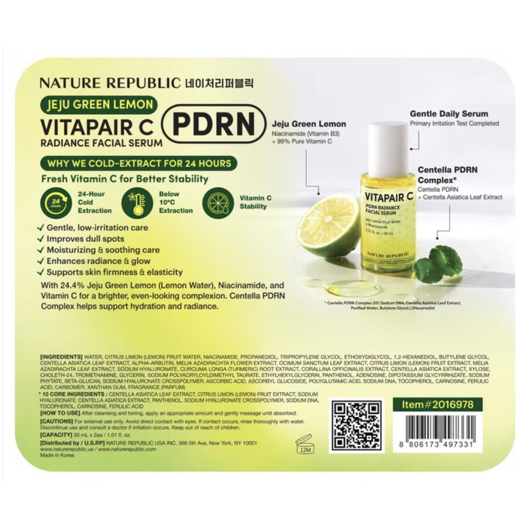 Vitapair C PDRN serum 2-pack back with ingredients