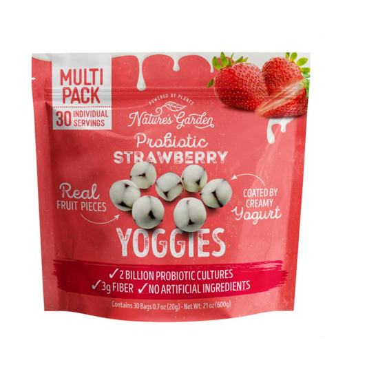 Nature's Garden Probiotic Strawberry Yoggies 30 Count Strawberry & Yogurt Snack Packs with Probiotics