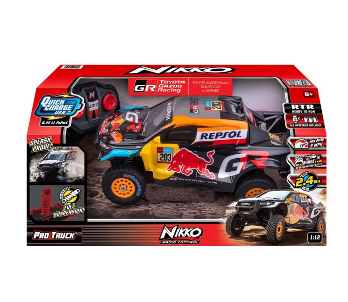 Nikko Pro Truck Toyota Gazoo Racing Dakar 2025 L. Moraes 1:12 RC car retail box