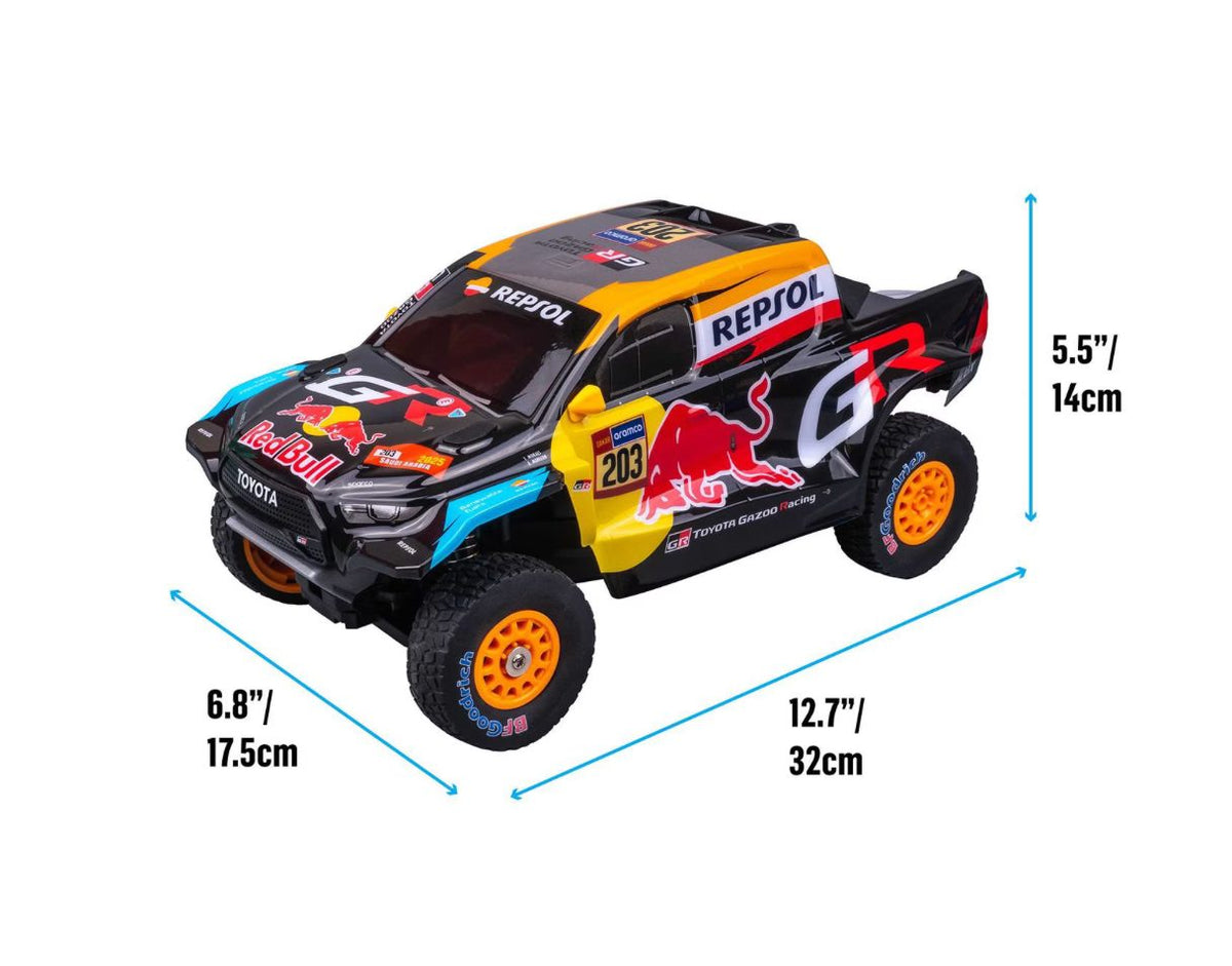 Nikko Toyota Gazoo Racing Dakar RC truck dimensions 12.7 x 6.8 x 5.5 inches