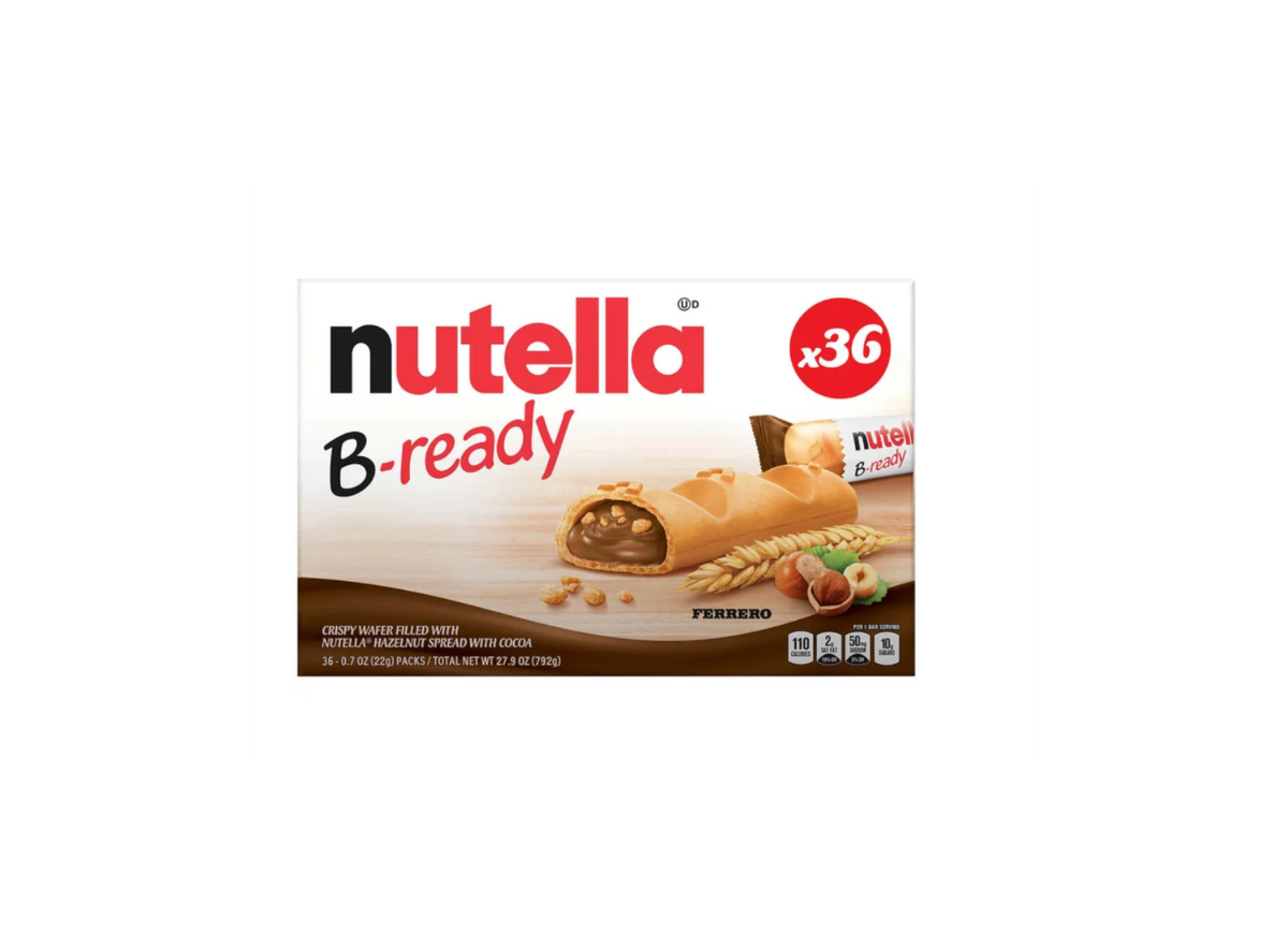 Nutella B-Ready Crispy Wafer Bars Hazelnut Spread Filled 36 Count 0.7 oz Individually Wrapped Snack Bars