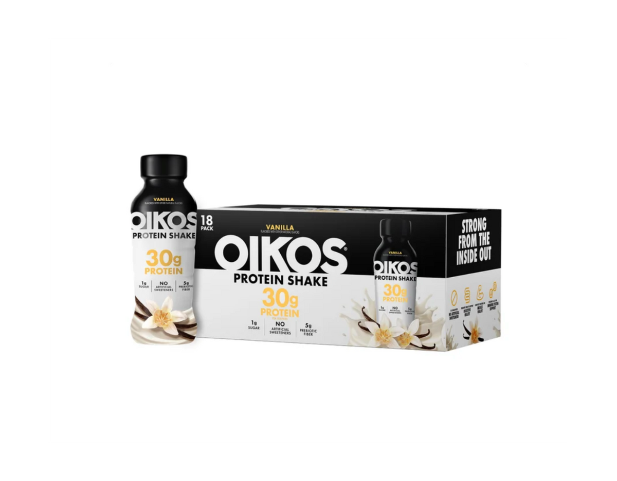 Oikos 30g Protein Shake, Vanilla, 12 fl oz Bottles, 18 Pack