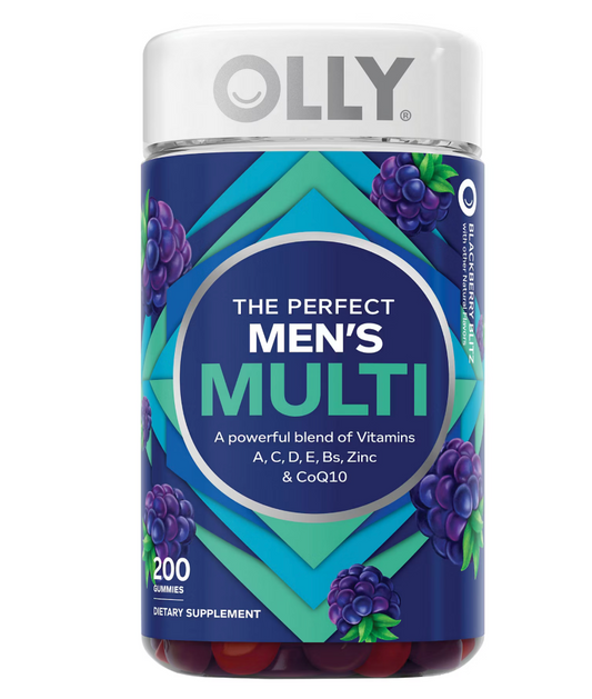 OLLY The Perfect Men's Multi Gummy Multivitamin 200 Count, Blackberry Blitz