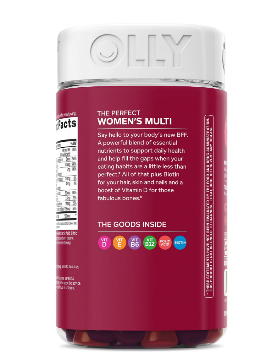 OLLY The Perfect Women's Multi Gummy Multivitamin 200 Count, Blissful Berry