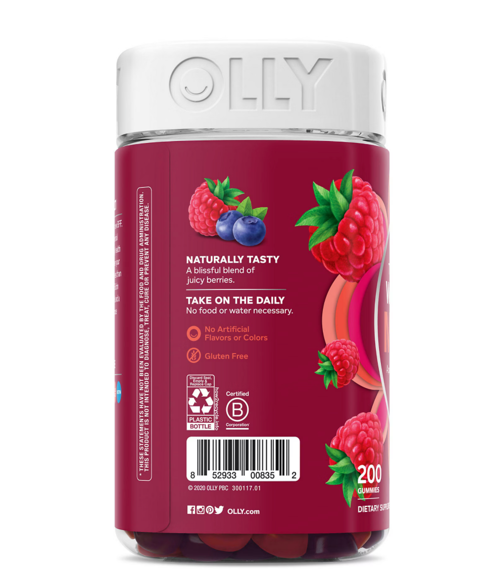 OLLY The Perfect Women's Multi Gummy Multivitamin 200 Count, Blissful Berry