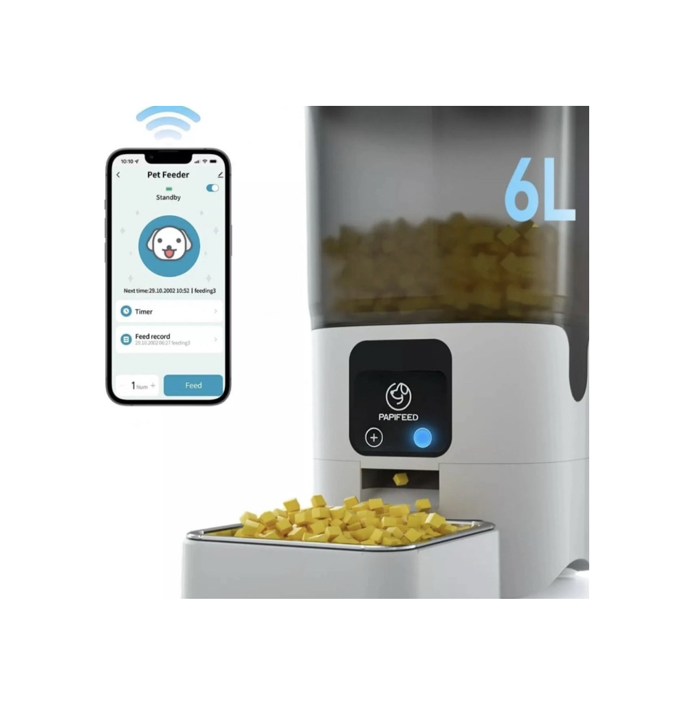 PAPIFEED 6L WiFi Automatic Pet Feeder Smart App Control, Timed Food Dispenser with Stainless Steel Bowl for Cats & Small Dogs - view 3