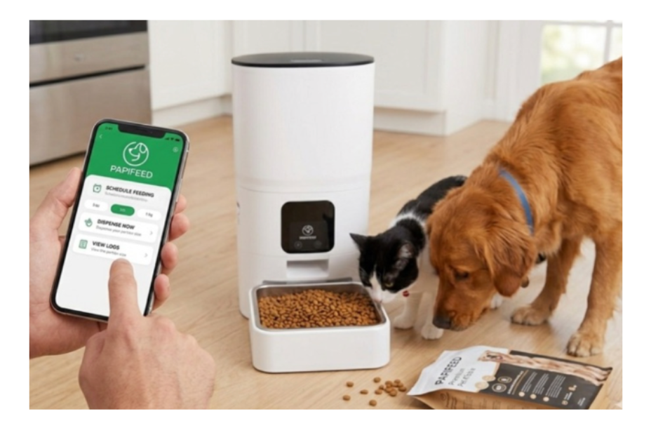 PAPIFEED 6L WiFi Automatic Pet Feeder Smart App Control, Timed Food Dispenser with Stainless Steel Bowl for Cats & Small Dogs - view 4