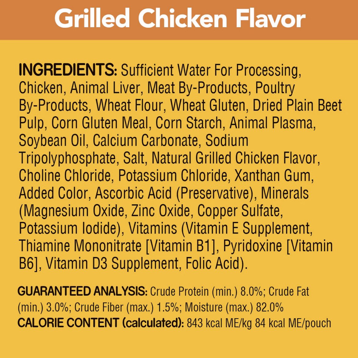 Pedigree Choice Cuts Grilled Chicken Flavor ingredients and guaranteed analysis
