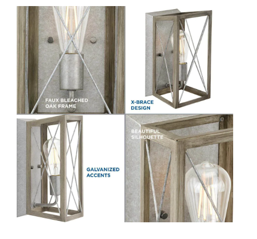 Progress Lighting Briarwood 12" Wall Sconce Rustic Farmhouse Faux Wood Wall Light E26 Dimmable - view 4