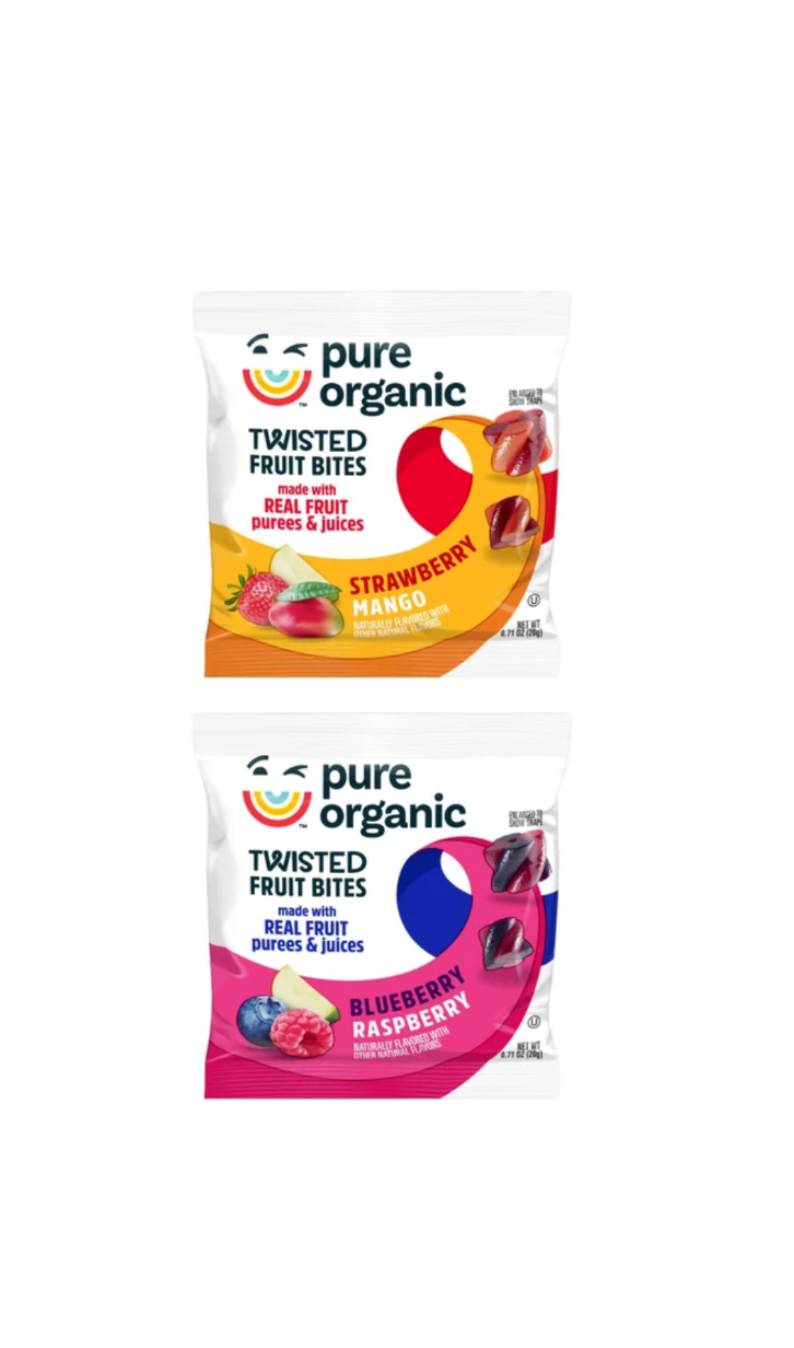 Pure Organic Twisted Fruit Bites Variety Pack Blueberry Raspberry & Strawberry Mango, 24 Count - view 2