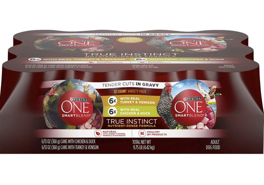 Purina ONE SmartBlend True Instinct Tender Cuts in Gravy Wet Dog Food 12-Can Variety Pack