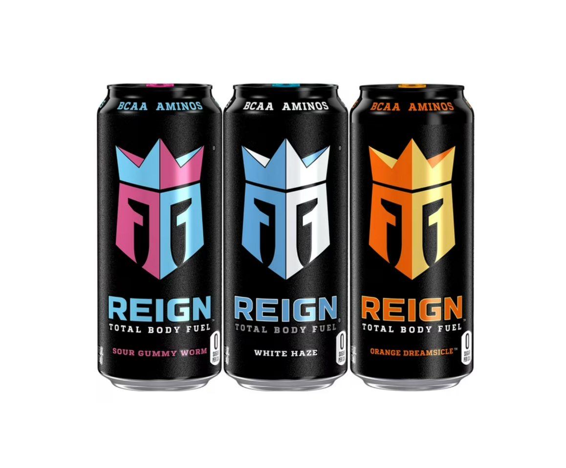 REIGN Total Body Fuel Energy Drink Variety Pack, 24 Pack (24 x 16 fl oz) Zero Sugar, BCAA Fitness Dr - view 2