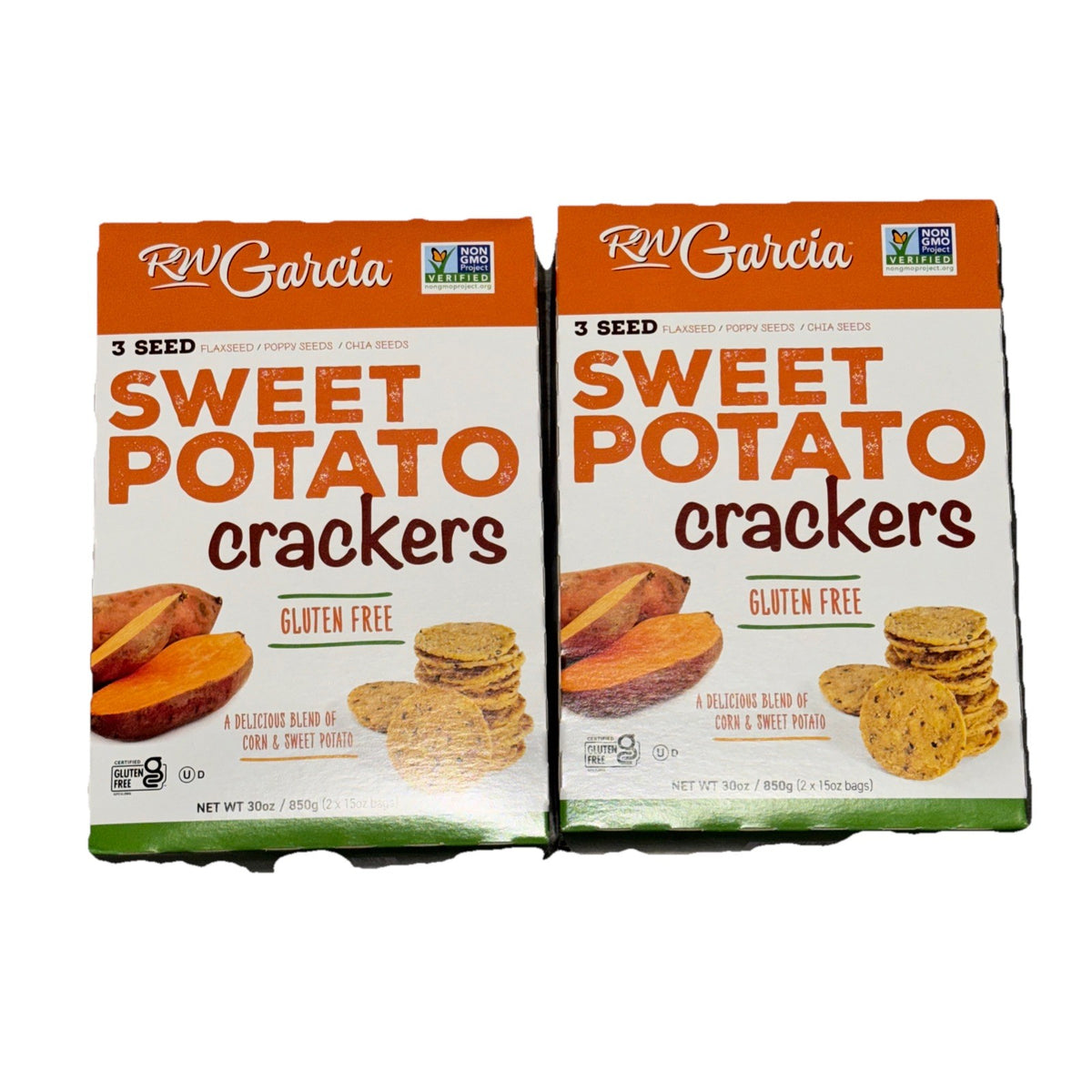 RW Garcia Sweet Potato 3-Seed Crackers - 30oz Healthy Snack GLUTEN FREE - NEW