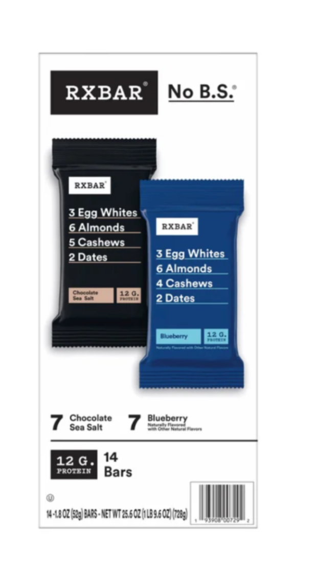 RXBAR Protein Bars Variety Pack Chocolate Sea Salt & Blueberry, 14 Count 12g Protein, Gluten-Free Snack Bars