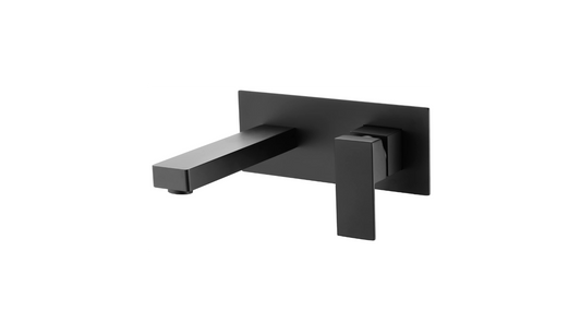 Sumerain Matte Black Wall Mount Bathroom Sink Faucet Single Handle Modern Faucet with Rough-in Valve