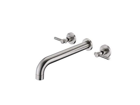 Sumerain Wall Mount Tub Filler Faucet, Dual Handle High Flow Solid Brass Bathtub Faucet