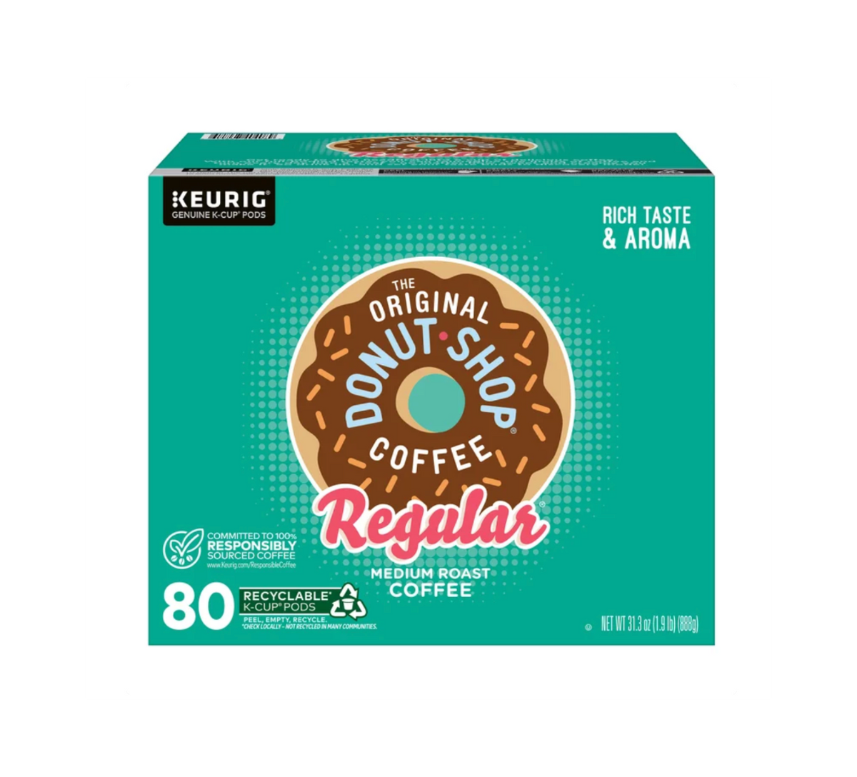 The Original Donut Shop Regular Coffee K-Cup Pods, Medium Roast, 80 Count