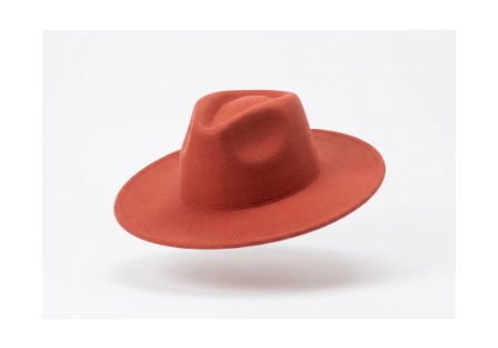 Universal Thread Unisex 100% Wool Fedora Hat – 3.5" Wide Brim Red Terracotta Western Cowboy Hat
