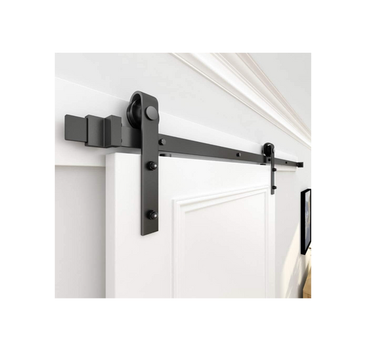 WINSOON J-Shape Sliding Barn Door Hardware Roller Kit, Frosted Black Carbon Steel Hangers - view 2